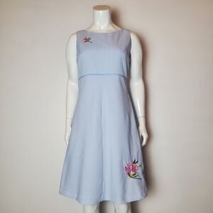 Vintage 90s K Petite Blue Seersucker Dress